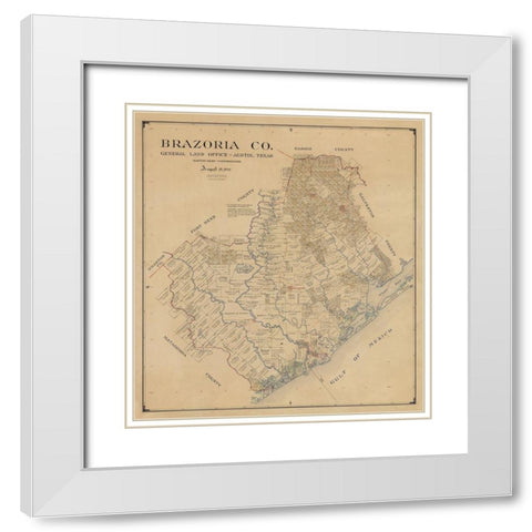 Brazoria County Texas - 1947 White Modern Wood Framed Art Print with Double Matting by Unknown