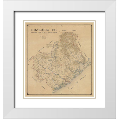 Brazoria County Texas - 1947 White Modern Wood Framed Art Print with Double Matting by Unknown