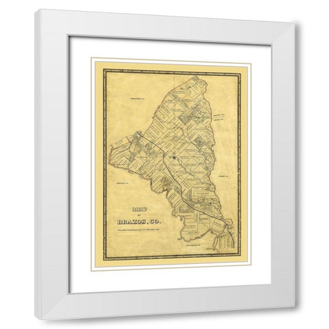 Brazos County Texas - Stremme 1867 White Modern Wood Framed Art Print with Double Matting by Stremme