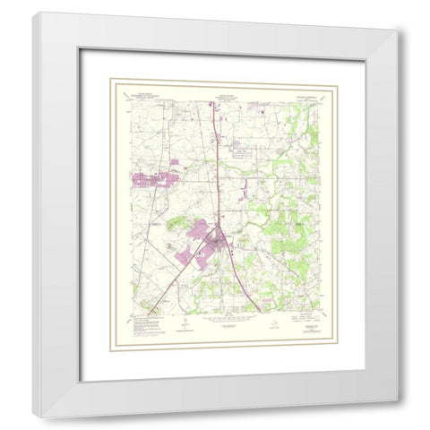 Burleson Texas Quad - USGS 1974 White Modern Wood Framed Art Print with Double Matting by USGS