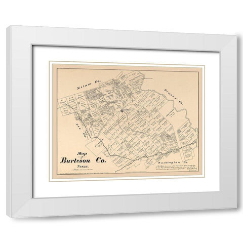 Burleson County Texas - Walsh 1879 White Modern Wood Framed Art Print with Double Matting by Walsh