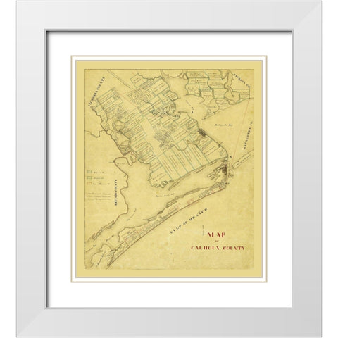 Calhoun County Texas - 1863 White Modern Wood Framed Art Print with Double Matting by Unknown