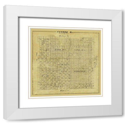 Carson County Texas - 1878 White Modern Wood Framed Art Print with Double Matting by Unknown