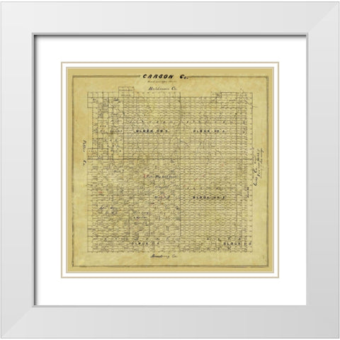 Carson County Texas - 1878 White Modern Wood Framed Art Print with Double Matting by Unknown
