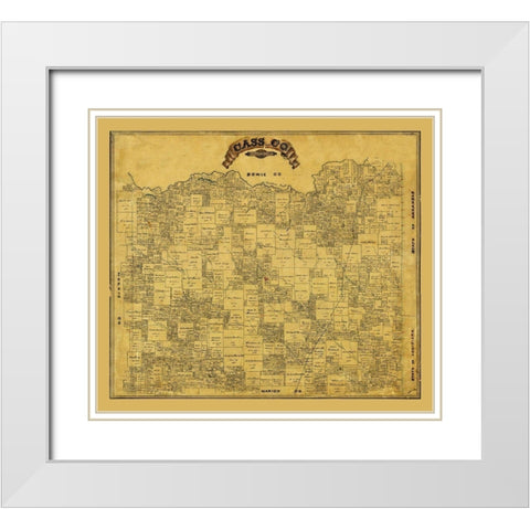 Cass County Texas - 1884 White Modern Wood Framed Art Print with Double Matting by Unknown