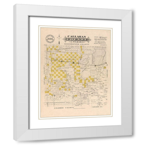 Callahan County Texas - Gast 1870 White Modern Wood Framed Art Print with Double Matting by Gast