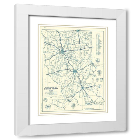 Cherokee Texas Highway - Highway Dept 1936 White Modern Wood Framed Art Print with Double Matting by Highway Dept
