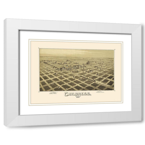 Childress Texas - Fowler 1890 White Modern Wood Framed Art Print with Double Matting by Fowler