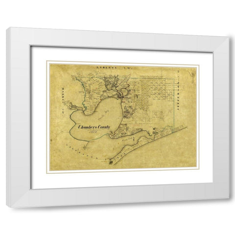 Chambers County Texas - Bieberstein 1862 White Modern Wood Framed Art Print with Double Matting by Bieberstein