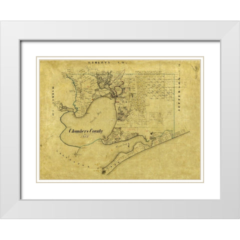 Chambers County Texas - Bieberstein 1862 White Modern Wood Framed Art Print with Double Matting by Bieberstein
