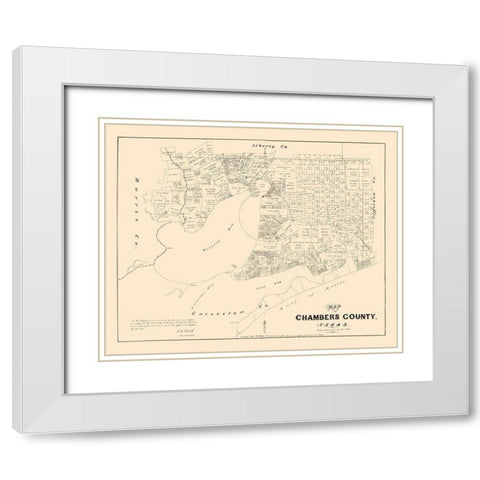 Chambers County Texas - Walsch 1879 White Modern Wood Framed Art Print with Double Matting by Walsh