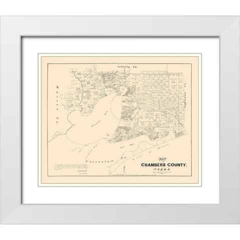 Chambers County Texas - Walsch 1879 White Modern Wood Framed Art Print with Double Matting by Walsh