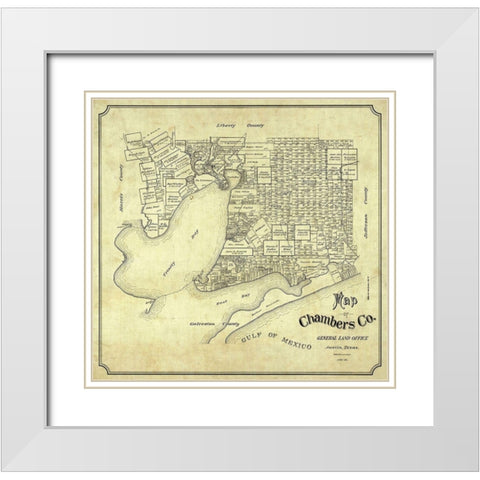 Chambers County Texas - 1901 White Modern Wood Framed Art Print with Double Matting by Unknown