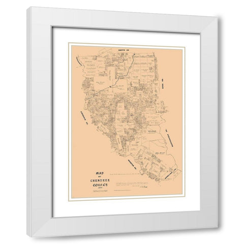 Cherokee County Texas - Walsh 1879 White Modern Wood Framed Art Print with Double Matting by Walsh