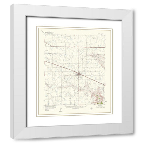 Claude Texas Quad - USGS 1961 White Modern Wood Framed Art Print with Double Matting by USGS