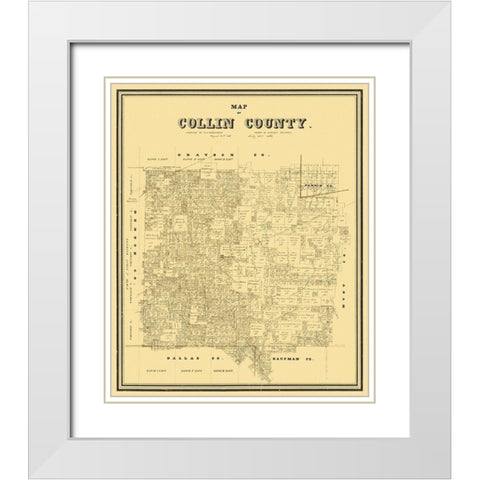 Collin Texas Landowner - Rosenberg 1861 White Modern Wood Framed Art Print with Double Matting by Rosenberg