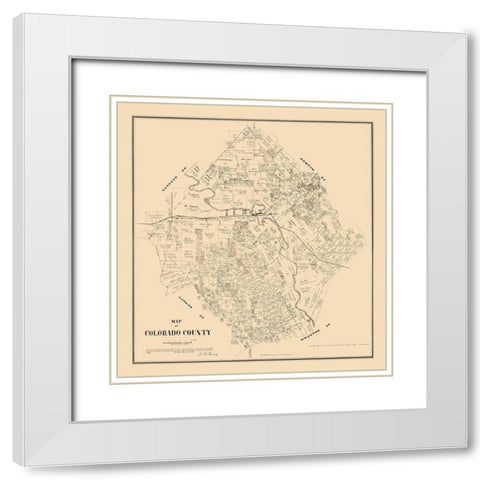 Colorado County Texas - Walsh 1880 White Modern Wood Framed Art Print with Double Matting by Walsh
