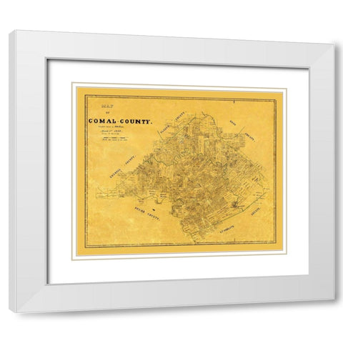 Comal County Texas - Groos 1874 White Modern Wood Framed Art Print with Double Matting by Groos