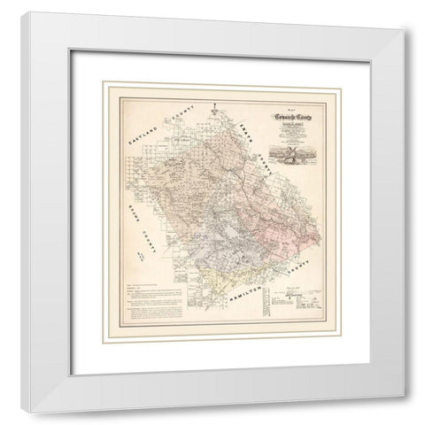 Comanche County Texas - Roessler 1876 White Modern Wood Framed Art Print with Double Matting by Roessler