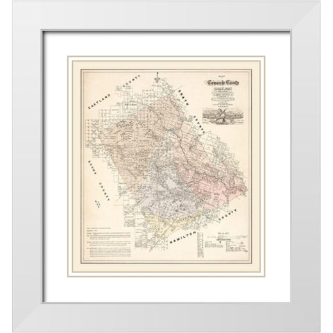 Comanche County Texas - Roessler 1876 White Modern Wood Framed Art Print with Double Matting by Roessler