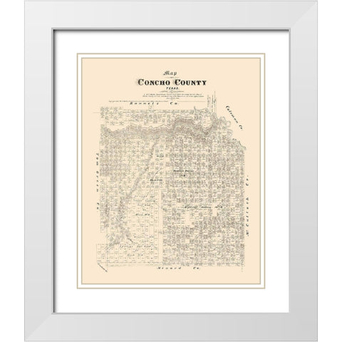 Concho County Texas - Walsh 1879 White Modern Wood Framed Art Print with Double Matting by Walsh