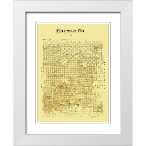 Cottle County Texas - 1890 White Modern Wood Framed Art Print with Double Matting by Unknown