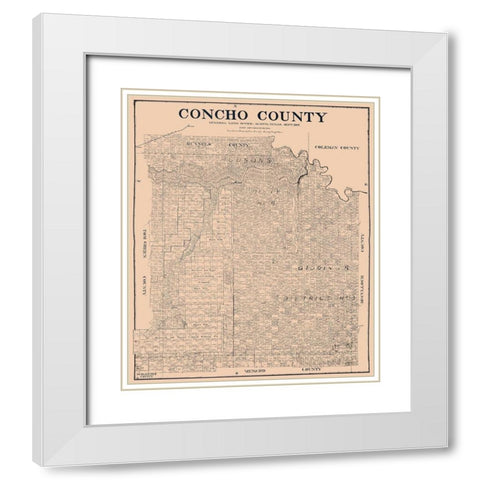 Concho County Texas - Rosenberg 1897 White Modern Wood Framed Art Print with Double Matting by Rosenberg
