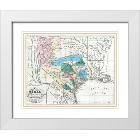 Texas - Colorado River - Konen Marche 1835 White Modern Wood Framed Art Print with Double Matting by Marche