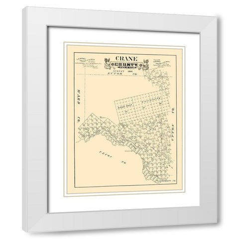 Crane County Texas - 1889 White Modern Wood Framed Art Print with Double Matting by Unknown