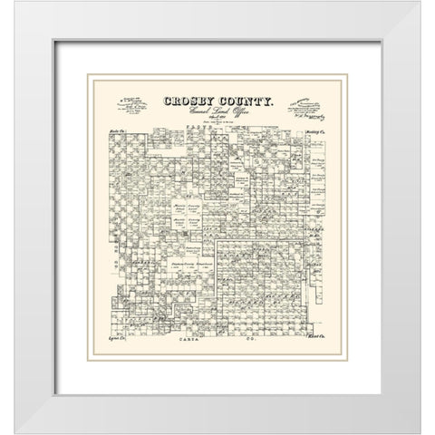 Crosby County Texas - McGaughey 1892 White Modern Wood Framed Art Print with Double Matting by McGaughey