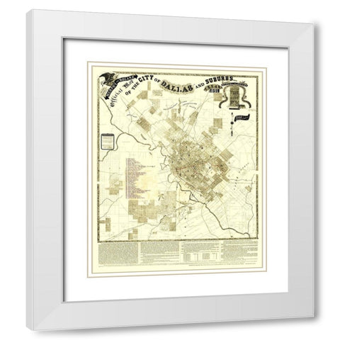 Dallas, Suburbs Texas Landowner - Murphy 1891 White Modern Wood Framed Art Print with Double Matting by Murphy