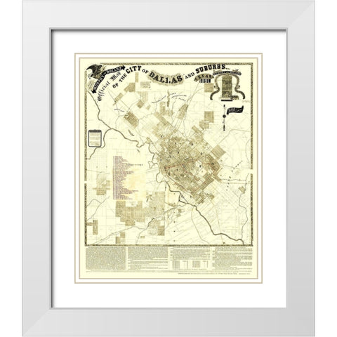 Dallas, Suburbs Texas Landowner - Murphy 1891 White Modern Wood Framed Art Print with Double Matting by Murphy
