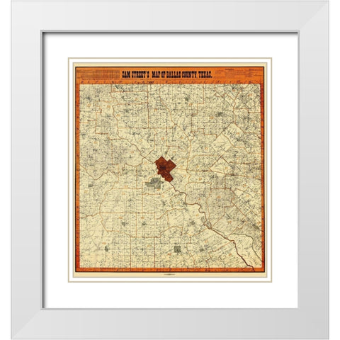 Dallas Texas Landowner - Street 1902 White Modern Wood Framed Art Print with Double Matting by Street