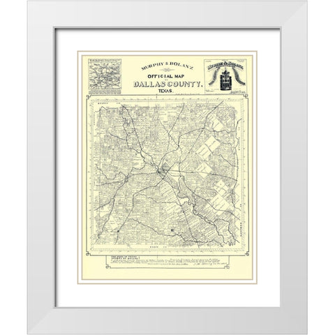 Dallas Texas Landowner - Murphy 1886 White Modern Wood Framed Art Print with Double Matting by Murphy