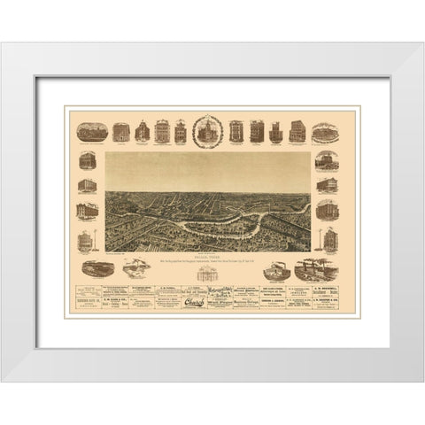 Dallas Texas - Giraud 1892 White Modern Wood Framed Art Print with Double Matting by Giraud