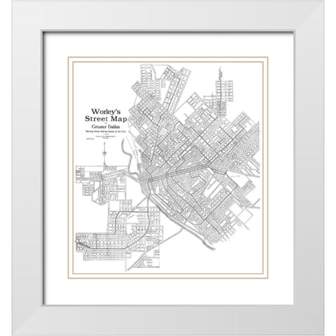 Dallas Texas - Worley 1909 White Modern Wood Framed Art Print with Double Matting by Worley