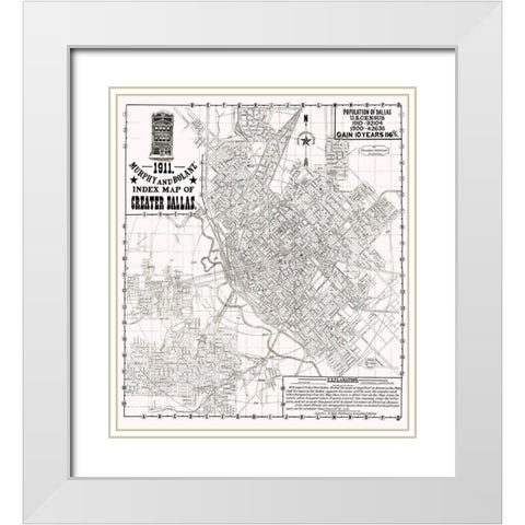 Dallas Texas - Murphy 1911 White Modern Wood Framed Art Print with Double Matting by Murphy