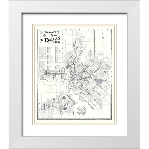 Dallas Texas Key and Guide - Tarrant 1921 White Modern Wood Framed Art Print with Double Matting by Tarrant