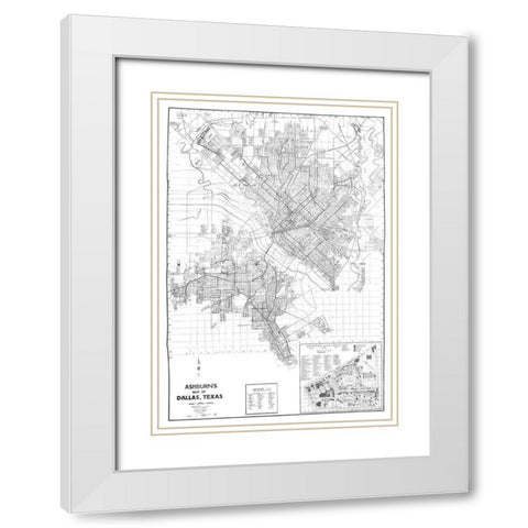 Dallas Texas - Ashburn 1936 White Modern Wood Framed Art Print with Double Matting by Ashburn