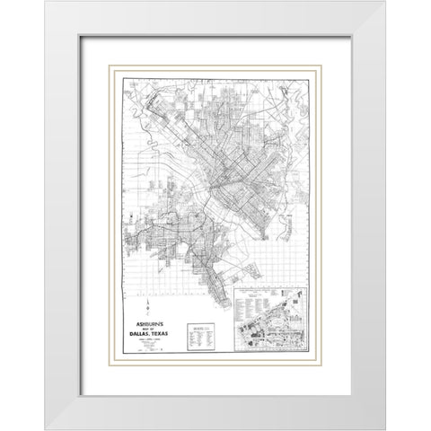 Dallas Texas - Ashburn 1936 White Modern Wood Framed Art Print with Double Matting by Ashburn