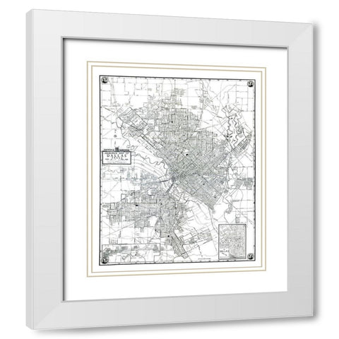 Dallas Texas - Ashburn 1942 White Modern Wood Framed Art Print with Double Matting by Ashburn