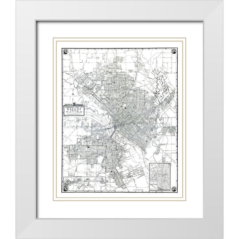 Dallas Texas - Ashburn 1942 White Modern Wood Framed Art Print with Double Matting by Ashburn