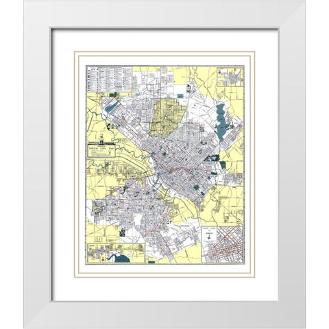 Dallas Texas - Ashburn 1948 White Modern Wood Framed Art Print with Double Matting by Ashburn