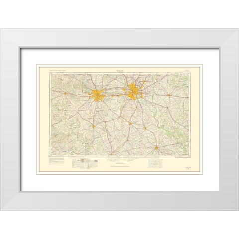 Dallas Texas Quad - USGS 1963 White Modern Wood Framed Art Print with Double Matting by USGS