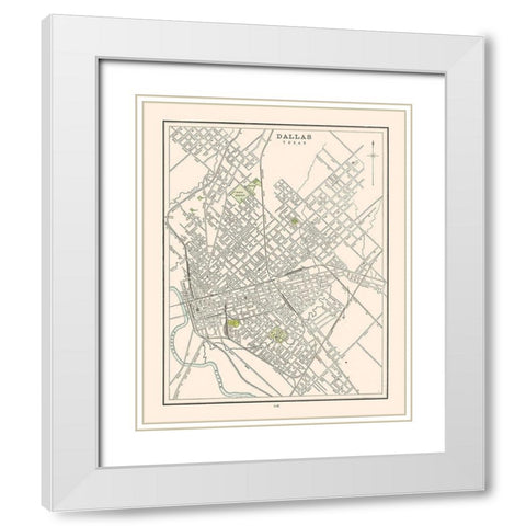 Dallas Texas - Cram 1892 White Modern Wood Framed Art Print with Double Matting by Cram