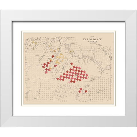 Dimmit County Texas -1897 White Modern Wood Framed Art Print with Double Matting by Unknown