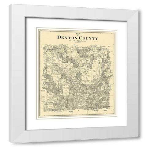 Denton Texas Landowner - General Land Office 1897 White Modern Wood Framed Art Print with Double Matting by Land Office