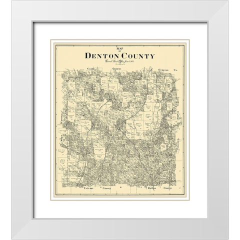 Denton Texas Landowner - General Land Office 1897 White Modern Wood Framed Art Print with Double Matting by Land Office