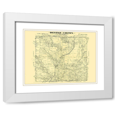 Denton Texas - Land Office 1878 White Modern Wood Framed Art Print with Double Matting by Land Office