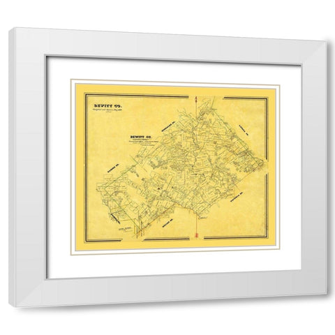 Dewitt County Texas - Arlitt 1870 White Modern Wood Framed Art Print with Double Matting by Arlitt